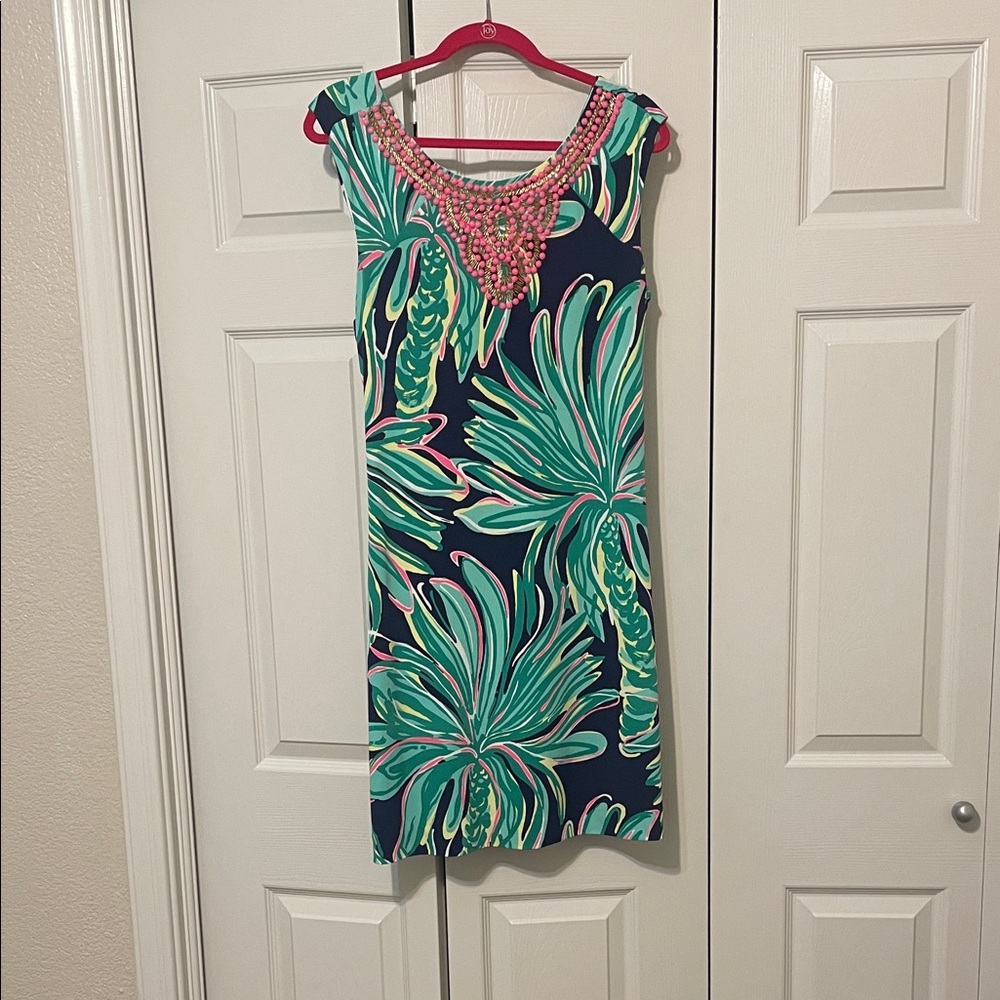 Lilly Pulitzer Navy and Green Tropical Mini Dress